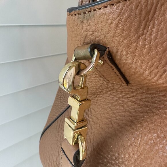 Tory Burch Thea Leather Satchel Top Handle Tan/Brown Gold Hardware - Picture 8 of 14